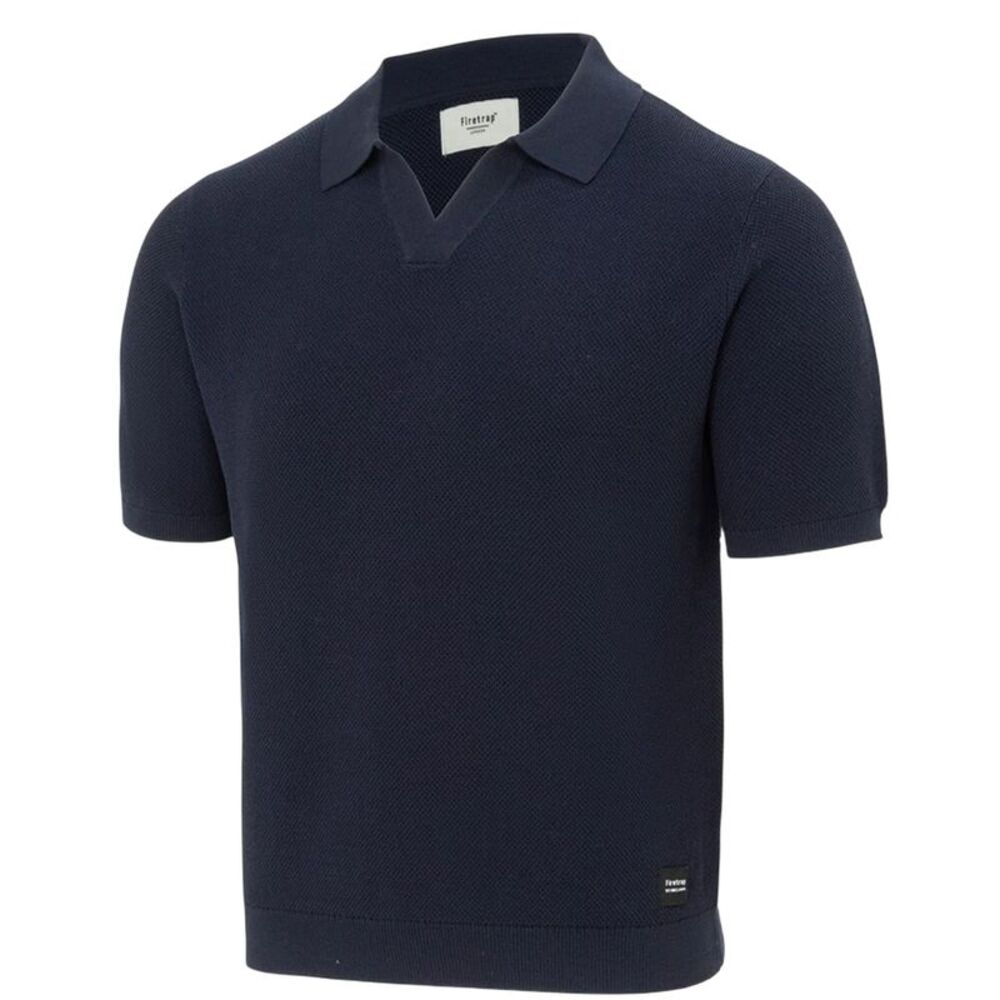 Firetrap Mens Textured Collared Polo Shirt / Blue
